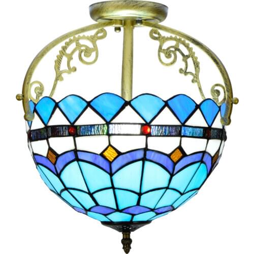 Northern European style simple Mediterranean Blue corridor semi ceiling lamp Tiffany colored glass bar Cafe balcony bedroom led