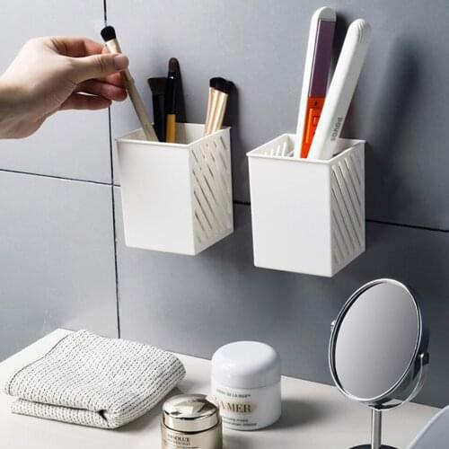 Japanese-style Hollow Out Punch-free Simple Pencil Storage Box Wall-mounted Cosmetic Household Desktop Holder finishing box