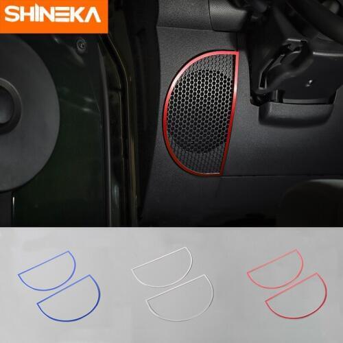 SHINEKA Interior Mouldings For Jeep Wrangler JK 2007-2010 Aluminium alloy Car Dashboard Audio Speaker Decoration Ring Stickers