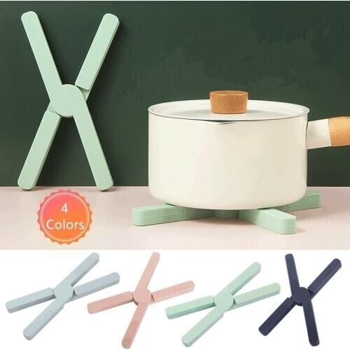 Foldable Thicken Silicone Potholder Non-Slip Pot Dish Mat Cross Holder Coaster Heat Resistant Pad Placemat Kitchen Utensils
