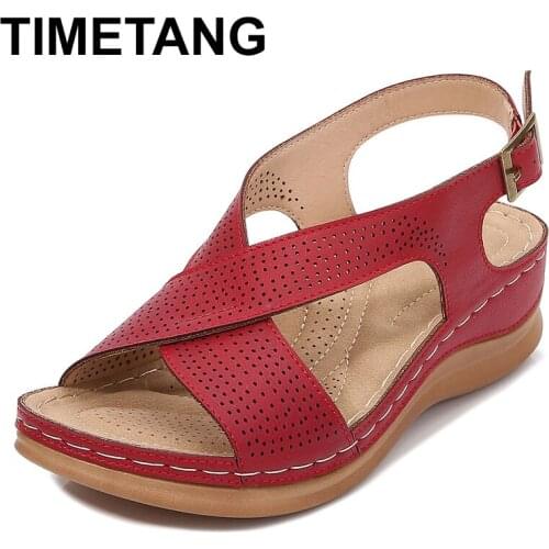 TIMETANG Concise Summer Flat Sandals New Arrival Ins Hot Elegant Platform Sandals Women Comfy Wedges Shoes Woman
