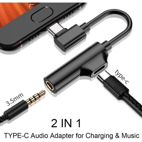 Type C To 3.5mm Headphone Adapter Cable Audio & Charging 2 in 1 Phone Adapter Type C Splitter for Oneplus Huawei Xiaomi