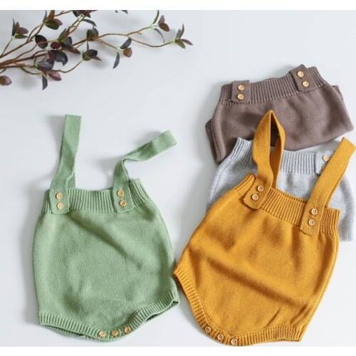 Knitted 100 Cotton Romper Baby Girl Boy Newborn From 0 Clothes 2021 Pure Color Clothing Babies Jumpsuit Bodysuit Overalls Shorts
