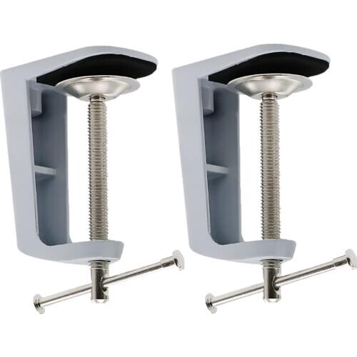 Pack of 2 Adjustable Arm Clamp Table Lamp Clip Swivel Lock Holder Metal Stand , Clamp range: 0-59mm