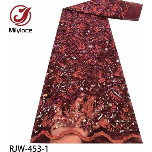 High Quality French Sequin Tulle Lace Fabric 2020 Latest Embroidered African Tulle Lace Fabric for Party RJW-453