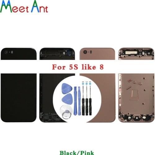 AAA High Quality Back Cover For iphone 5 5G 5S SE like 8 Housing Battery cover Rear Door Chassis Frame +battery sticker and Tool