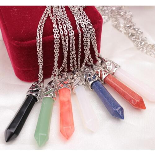 Burst models Fashion glass crystal pendant short necklace Hexagonal column pendants Women and girls gift
