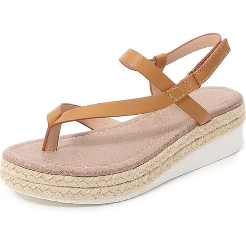 Plus Size 26.6cm Gladiatir Women Thick Bottom Wedges Sandals Fashion Clip Toe Ankle Strap High Heels Ladies Shoes Sandals White