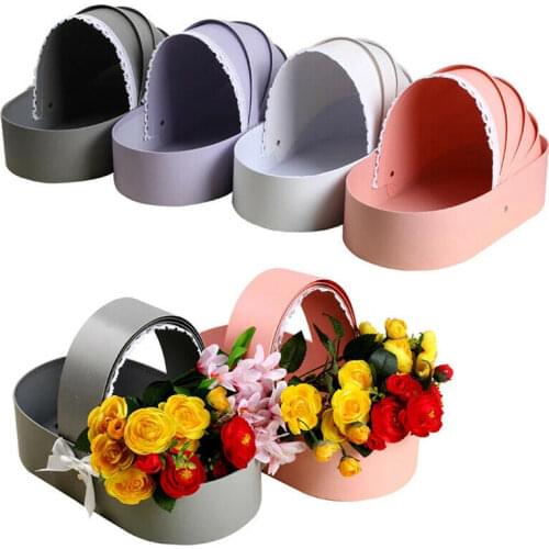1Pcs Creative Gift Flower Box Decor Lace Ribbon Flower Box Cradle Flower Packing Boxes Arrangement Basket