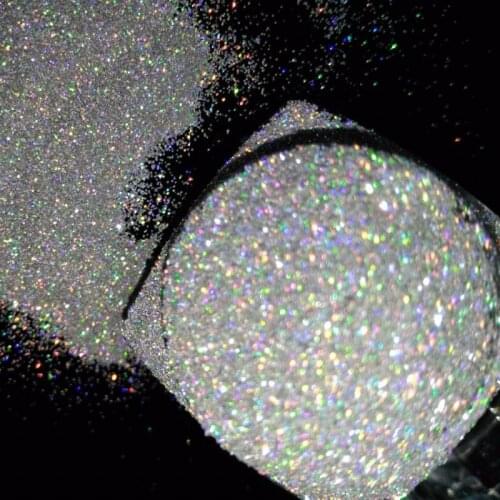 1Jar Laser Ultra-Fine Powder Nail Art Glitter Holographic Silver Shinny Nail Glitter 5g/Box