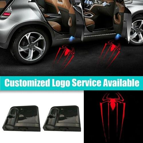 2x Red Spider Logo LED Projection Infrared Sensor Car Door Welcome Light for All Car