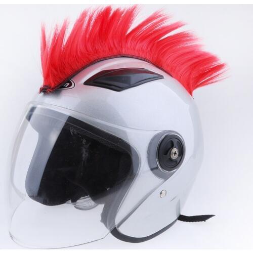 2 Pieces DIY Helmet Mohawk Wig Helmet Wig, Halloween Party Helmet Mohawk Punk Helmet Wig Costumes Dress Blue+Red