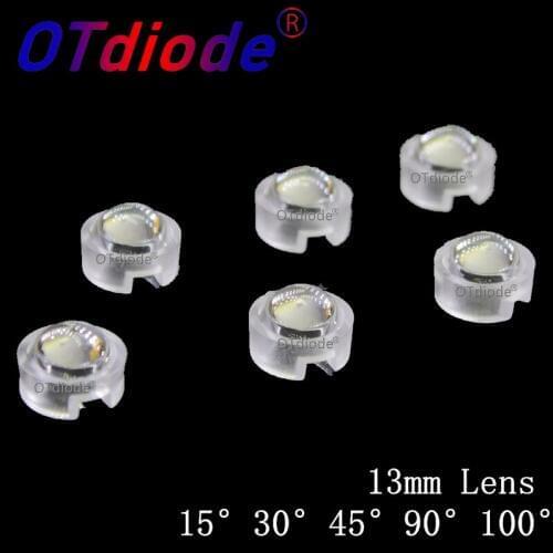 200pcs 13mm IR LED mini Lens 1W 3W 5W 15 30 45 60 90 100 Degree Needn't Holder for IR CCTV LED Convex Lenses