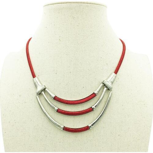 2018 Red Multilayer Pendant Necklace Women Fashion Alloy Jewelry Rope Chain Necklaces Mrs win