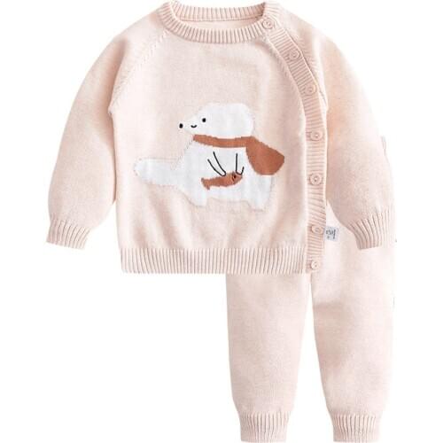 2020 Baby Girl Clothes Sets For Newborn Kids 2Pcs Knitting Top+Pants Infant Boys Knit Tracksuits Toddler Outfits For Girls