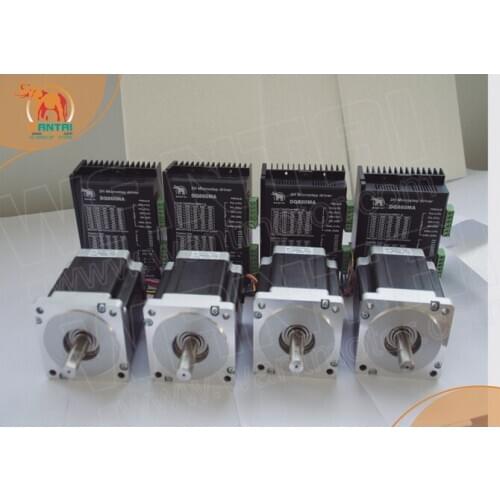 4Axis Nema34 Stepper Motor 85BYGH450D-008 1090oz+Driver DQ860MA 80V 7.8A 256Micro CNC ROUNTER KIT