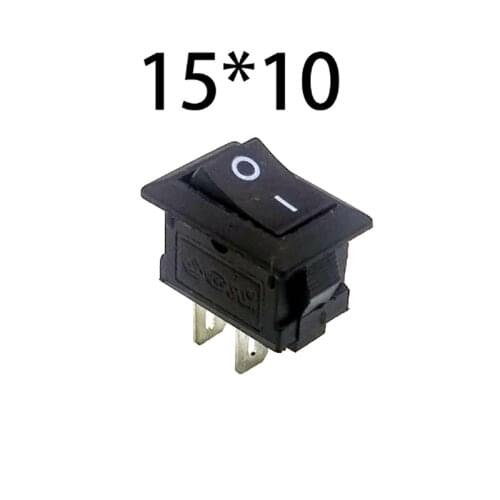 5 / 10Pcs / batch of black button mini switch 6A 250V KCD1 2Pin Snap-in On / Off Rocker Swit 15MM * 10MM black red