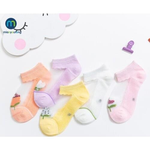 5 Pairs/Set Breathable Kids Newborn Summer Baby Girls Silk Boat Socks Childrens Mesh Socks Thin Crystal Invisible Miaoyoutong