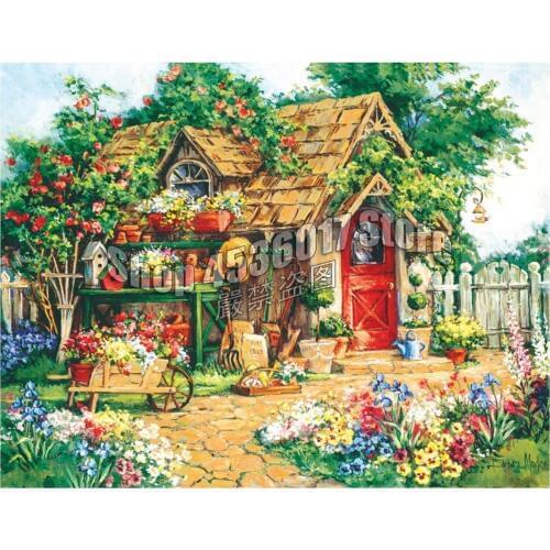 Diamond Painting Cross Stitch Gardeners Haven Diamond Embroidery Gardening & Flowers Cabins DIY Full Diamond Mosaic Needlework
