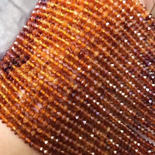 Orange Garnet roundelle 3*4mm 14" for DIY jewelry making loose beads FPPJ wholesale beads nature gemstone