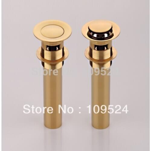 Free Shipping push down drain with overflow pop up drain gold clour 38mm sink used drain