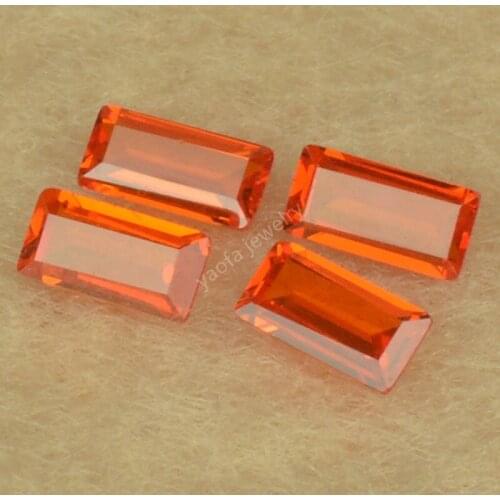 Sale 1x1.5~3X6 Orange Color Rectangle Baguette Shape Step Cut Synthetic Cubic Zirconia Stone Loose Beads CZ Gems For Jewelry