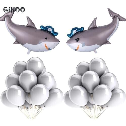 Foil Balloon Large Ocean Animal Shark Helium Balloon 12inch Latex Ocean Theme Toy Birthday Party Decoration Shark Balloon