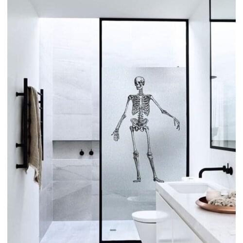 Personality skeleton print Window Film Frosted Opaque Privacy Films Vinyl Window Glass Stickers Shower Door Film No Glue