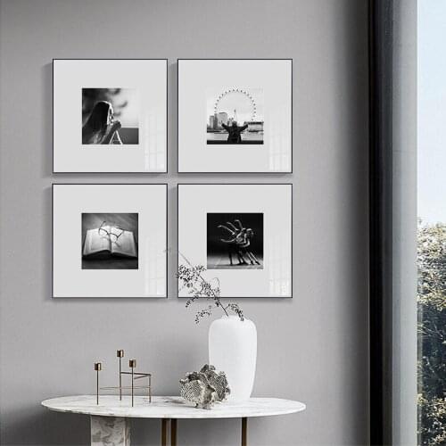 Modern Black White Style Girl SkyWheel Landscape Building WallArt Canvas Painting Posters Prints Pictures Living Room HouseDecor