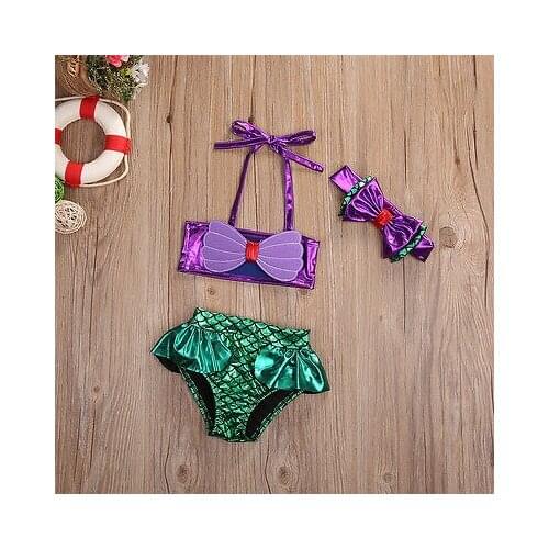 3-Piece Set Of Girls Yulin Bikini Set With Ears Lace-Up 3D Swimsuit Triangle Panties Bowknot Elastic Headband Summer Swimsuit