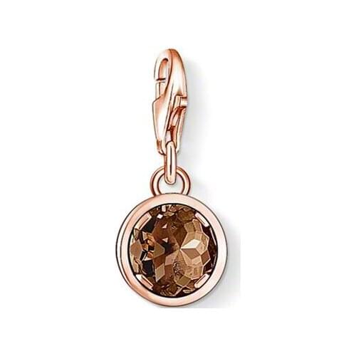 ThomasPT1376 Hot Sale Dark Brown Stone Charms Fit Women Trendy Gift Europe and America Style rose gold GLAM And Fashion