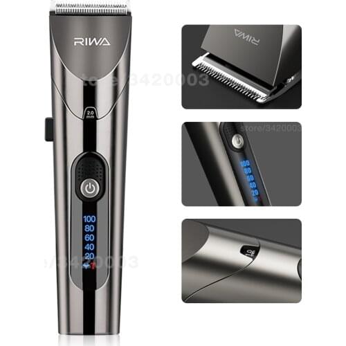New RIWA Electric Hair Clipper LED Screen Waterproof Trimmer Professional Men Strong Power Steel Cutter Head Washable Hairct