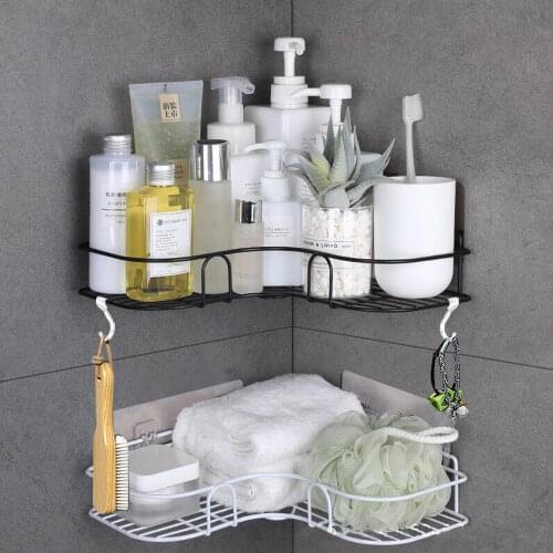 No Drilling Bathroom Shelf Shower Corner Wall Mount Shampoo Storage Holder with Suction Cup Kitchen Storage Bathroom Accessories