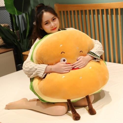 New Creative Plush Soft Hamburger Macaron Pillow Soft Baby Sleeping Toys Sofa Cushion Hand Warmer Bag Pendant For Kids Gifts