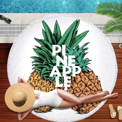 New Pineapple Round Beach Towel Tassel Bohemian Flamingo Large Blanket Picnic Yoga Mat travel Boho Tablecloth toalla de playa