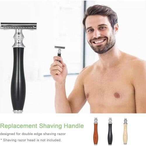 Portable Shaving Handle for Double Edge Shaving Razor Beard Razor Stainless Steel Replacement Razor Handle Grip Home Use