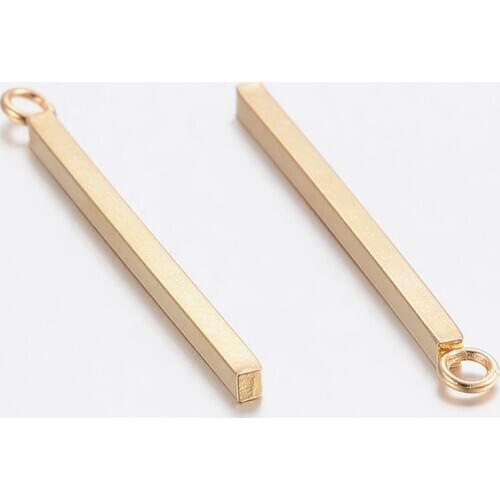 100pcs 304 Stainless Steel Rectangle/Bar Pendants Golden for necklace jewelry making 23x1.5x1.5mm, Hole: 2mm