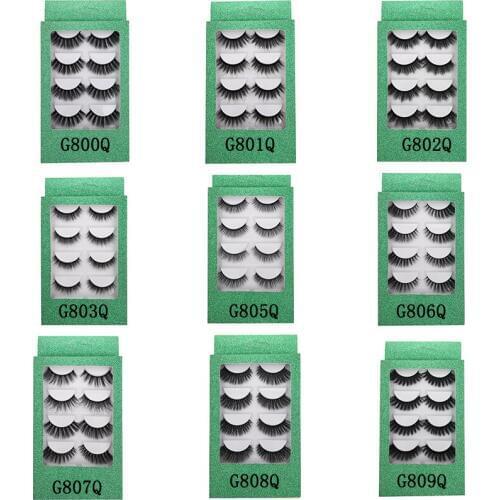 5D Multipack 5 Pairs Soft Mink Hair False Eyelashes Handmade Wispy Fluffy Long Lashes Natural Eye Makeup Tools Faux Eye Lashes