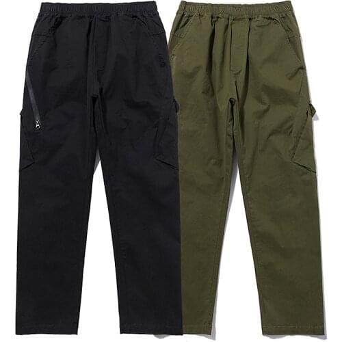 S-046 High quality spring and autumn 100% pure cotton mens and womens multi-pocket Tooling style elastic band casual pants