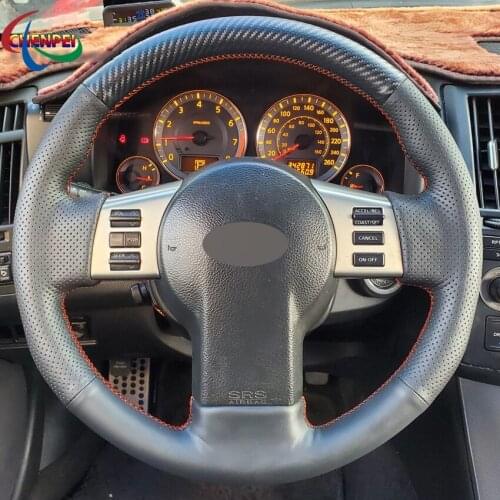 DIY Non-slip Black Leather Carbon Fiber Car Steering Wheel Cover For Infiniti FX FX35 FX45 2003-2008 Car Interior Accessories