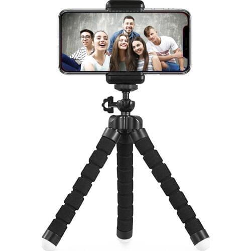 Phone Tripod, Portable And Adjustable Camera Stand Holder With Wireless Remote And Universal Clip For Iphone, Android Phone, Cam