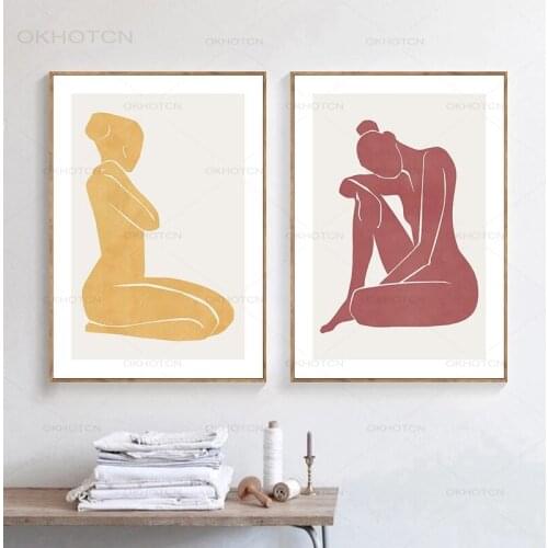 Scandinavian Abstract Poster Nordic Woman Body Wall Art Canvas Print Painting Minimalism Picture Modern Home Office Room Decor