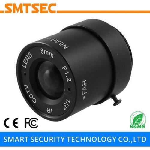 SMTSEC SL-8012F 8mm F1.2 1/3" CS Mount Fixed Iris Lens for CCTV Surveillance IP Camera