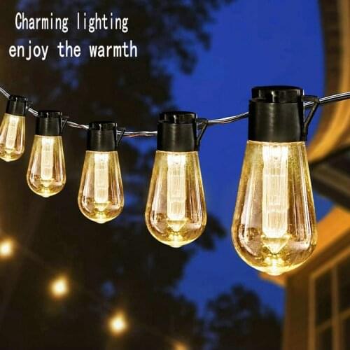 LED Solar Lamp Outdoor Decoration Light String Simple Retro Bulb Lamp for Garden Backyard Patio Cafe Party Christmas Decor