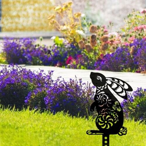 Pattern Cat Rabbit Garden Statues Yard Decoration Ornaments Acrylic Animal Art Inserts Hollow Sculptures Outdoor Decor