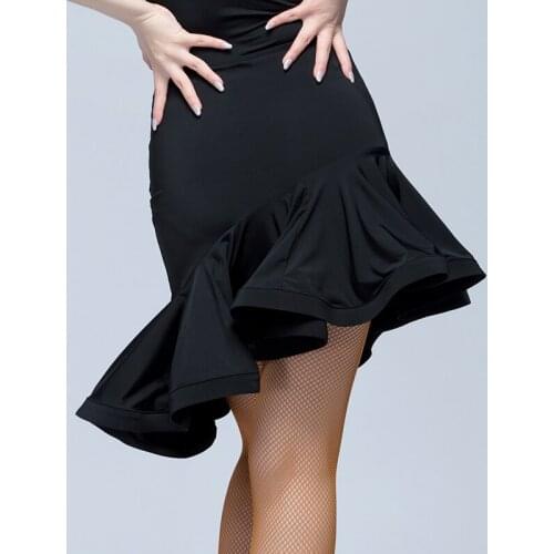 Latin dance skirt new dance performance practice short skirt autumn and winter dance clothing just female adult fish bone skirt