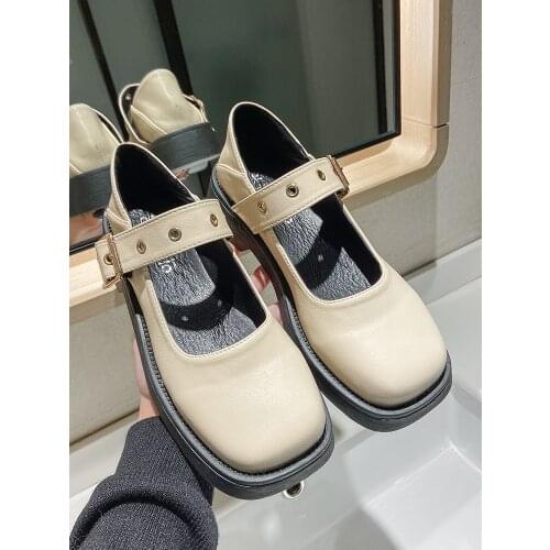 2021 spring and autumn ladies Mary Jane single shoes Korean version of the thick-soled Lolita British style small leather shoes