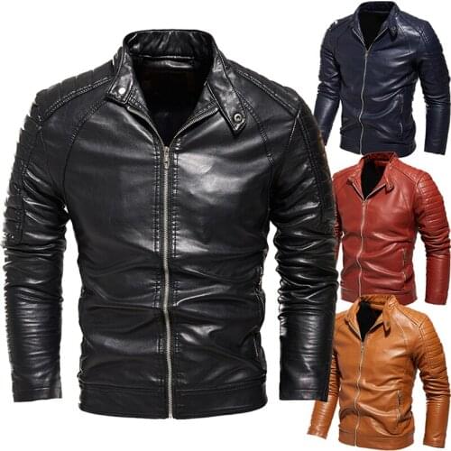 Leather Jacket Men Winter Fleece Motorcycle Jacket Male Casual Windbreaker Mens Clothing Slim Coat Waterproof Biker Jacket New