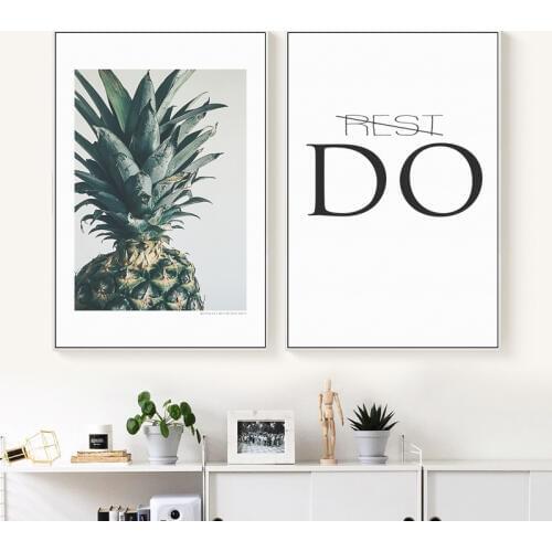 07G Modern Nordic Abstract Creative Pineapple English A4 A3 Canvas Print Picture Poster Wall Art Living Room Bedroom Home Decor