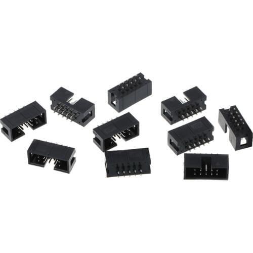 10 Pcs DC3 10 Pin 2x5 Pin Double Row 2.54mm Pitch Straight Pin Male IDC Box Header Connector Apr